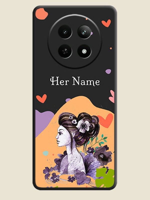 Custom Namecase For Her With Fancy Lady Image On Space Black Personalized Soft Matte Phone Covers - Realme Narzo 70X 5G - alternate view