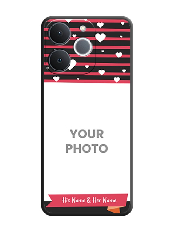 Custom White Color Love Symbols with Pink Lines Pattern On Space Black Custom Soft Matte Mobile Back Cover - Realme Narzo 80 Lite 4G - alternate view