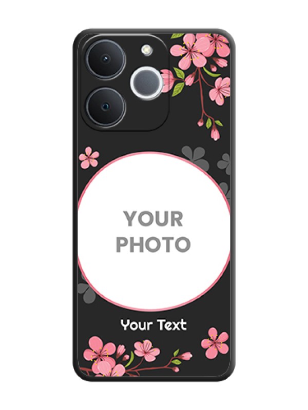 Custom Round Image with Pink Color Floral Design on Photo On Space Black Custom Soft Matte Mobile Back Cover - Realme Narzo 80 Lite 4G - alternate view