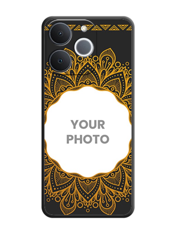 Custom Round Image with Floral Design On Space Black Custom Soft Matte Mobile Back Cover - Realme Narzo 80 Lite 4G - alternate view