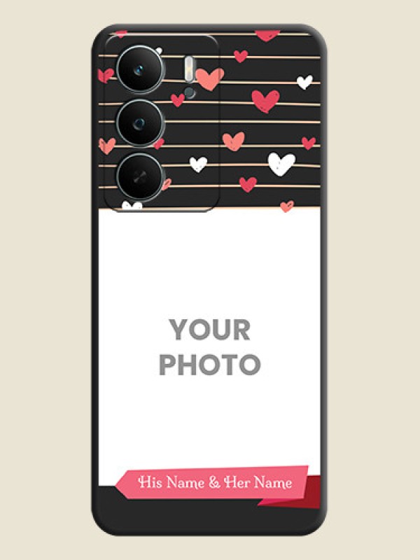 Custom Love Pattern with Name on Pink Ribbon on Photo On Space Black Custom Soft Matte Mobile Back Cover - Narzo 80 Lite - alternate view
