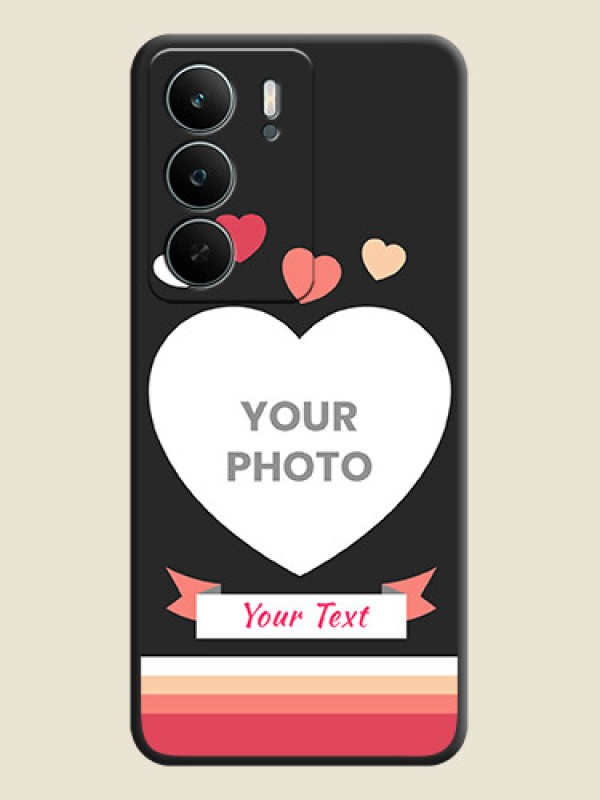 Custom Love Shaped Photo with Colorful Stripes On Space Black Custom Soft Matte Mobile Back Cover - Narzo 80 Lite - alternate view