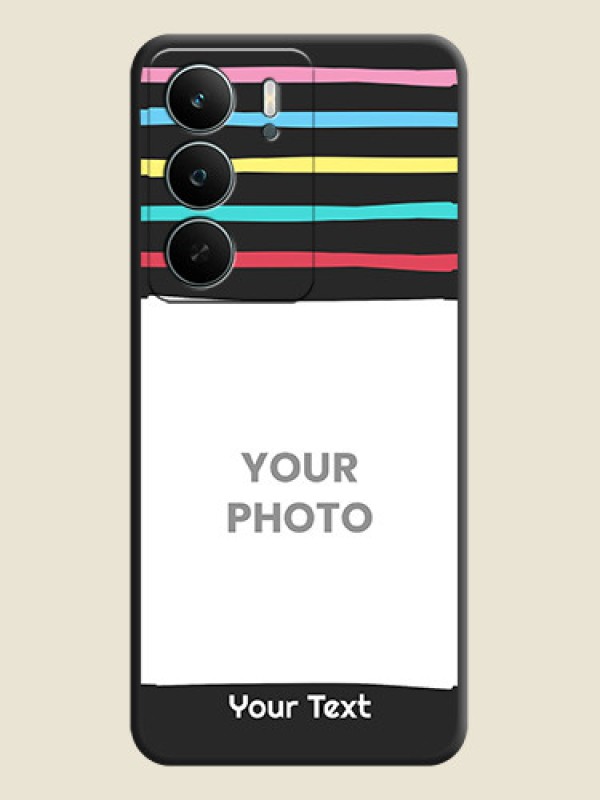 Custom Multicolor Lines with Image On Space Black Custom Soft Matte Mobile Back Cover - Narzo 80 Lite - alternate view