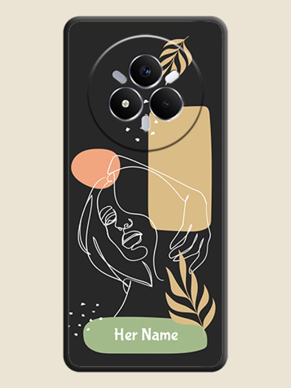 Custom Custom Text With Line Art Of Women & Leaves Design On Space Black Custom Soft Matte Mobile Back Cover - Realme Narzo 80 Pro 5G - alternate view