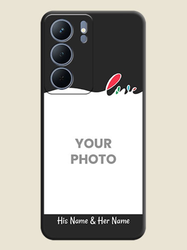 Custom Fall in Love Pattern with Picture on Photo On Space Black Custom Soft Matte Mobile Back Cover - Narzo 80x 5G - alternate view