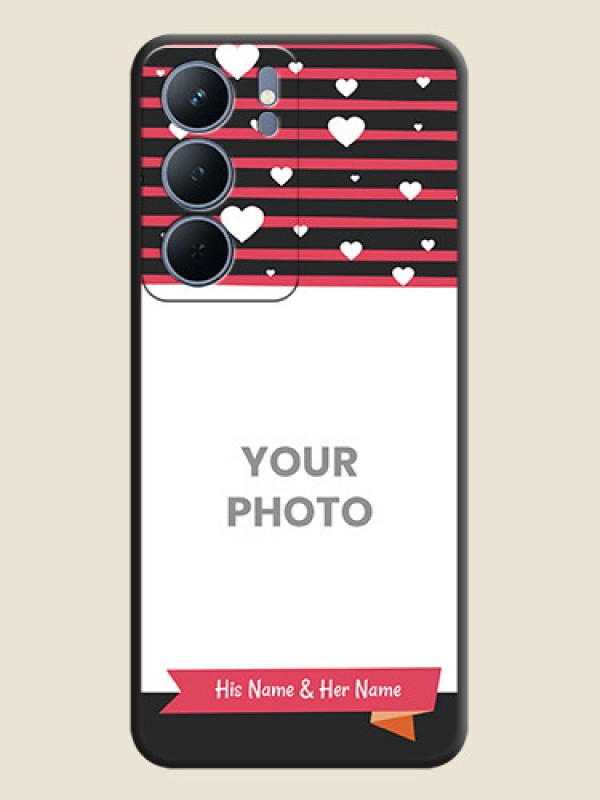 Custom White Color Love Symbols with Pink Lines Pattern On Space Black Custom Soft Matte Mobile Back Cover - Narzo 80x 5G - alternate view