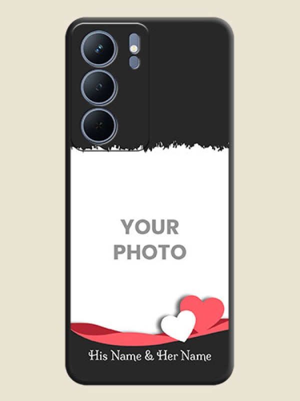 Custom Pin Color Love Shaped Ribbon Design with Text On Space Black Custom Soft Matte Mobile Back Cover - Narzo 80x 5G - alternate view