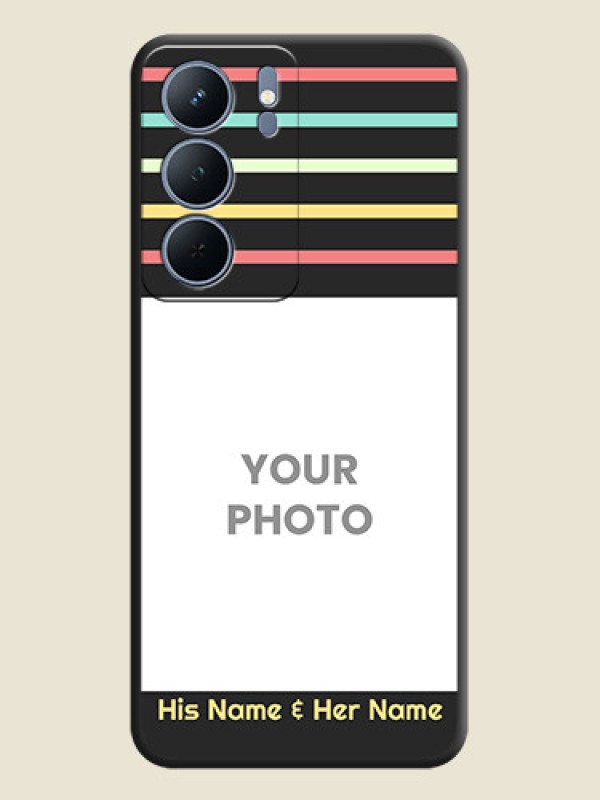 Custom Color Stripes with Photo and Text on Photo On Space Black Custom Soft Matte Mobile Back Cover - Narzo 80x 5G - alternate view