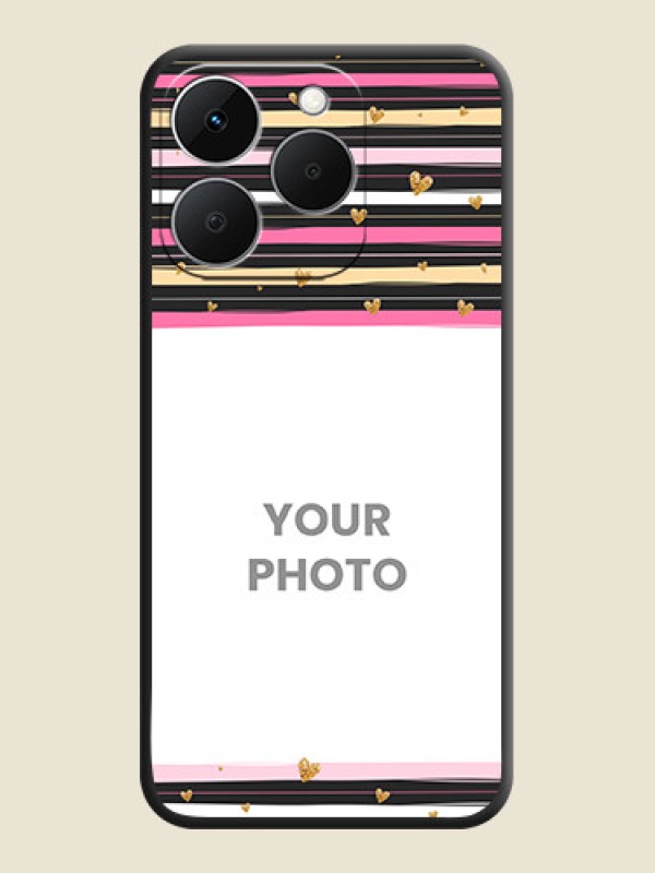 Custom Multicolor Lines and Golden Love Symbols Design on Photo On Space Black Custom Soft Matte Mobile Back Cover - Realme Narzo 90 5G - alternate view