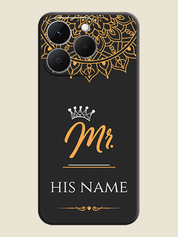 Custom Mr Name with Floral Design On Space Black Custom Soft Matte Mobile Back Cover - Realme Narzo 90 5G - alternate view
