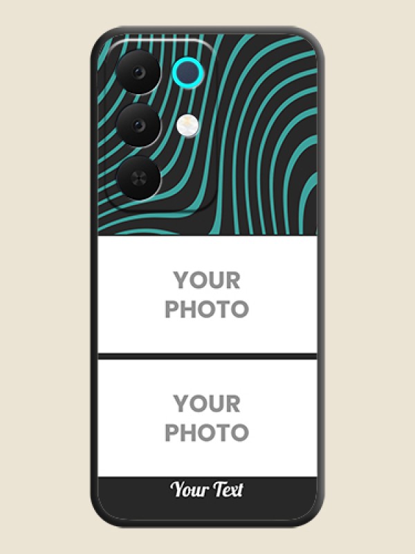 Custom Wave Pattern with 2 Image Holder On Space Black Custom Soft Matte Mobile Back Cover - Realme Narzo 90x 5G - alternate view