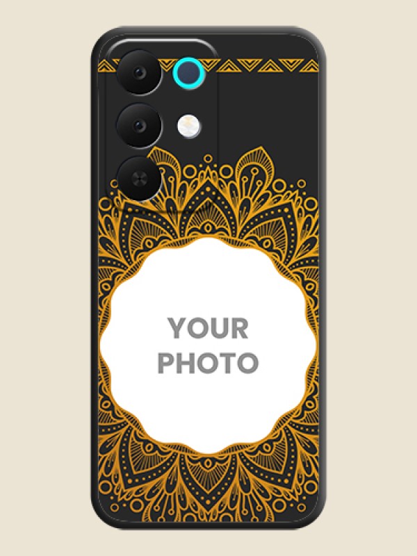 Custom Round Image with Floral Design On Space Black Custom Soft Matte Mobile Back Cover - Realme Narzo 90x 5G - alternate view
