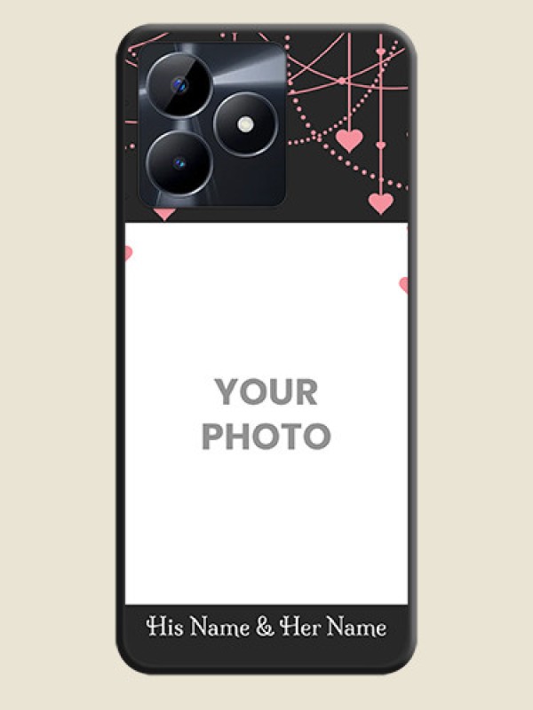 Custom Pink Love Hangings with Text on Space Black Custom Soft Matte Back Cover - Realme Narzo N53 - alternate view
