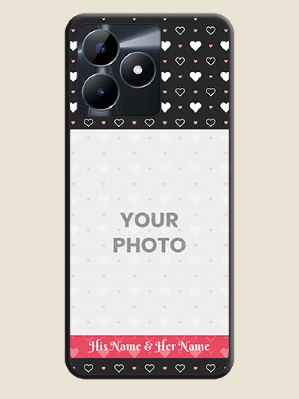 Custom White Color Love Symbols with Text Design - Photo on Space Black Soft Matte Phone Cover - Realme Narzo N53 - alternate view