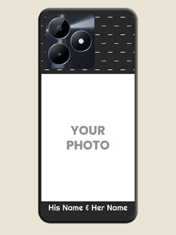 Custom Line Pattern Design with Text on Space Black Custom Soft Matte Phone Back Cover - Realme Narzo N53 - alternate view