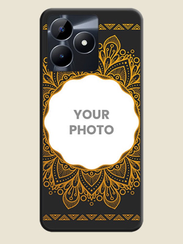 Custom Round Image with Floral Design - Photo on Space Black Soft Matte Mobile Cover - Realme Narzo N53 - alternate view
