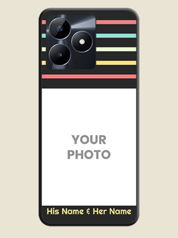 Custom Color Stripes with Photo and Text - Photo on Space Black Soft Matte Mobile Case - Realme Narzo N53 - alternate view