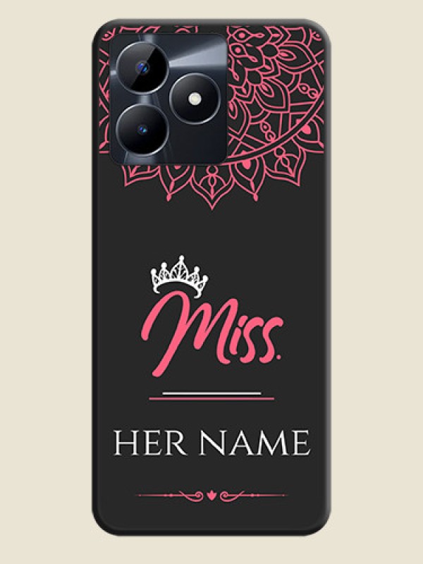 Custom Mrs Name with Floral Design on Space Black Personalized Soft Matte Phone Covers - Realme Narzo N53 - alternate view