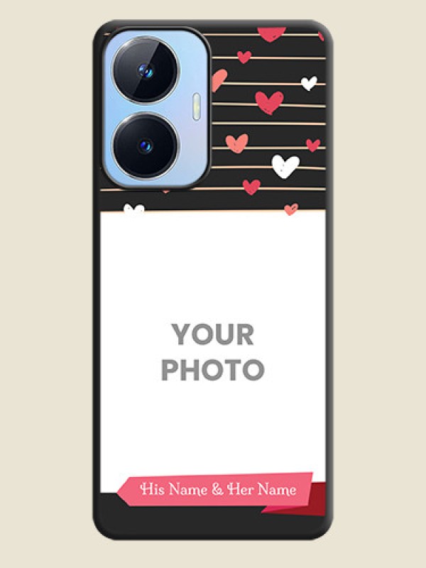 Custom Love Pattern with Name on Pink Ribbon  on Photo on Space Black Soft Matte Back Cover - Realme Narzo N55 - alternate view