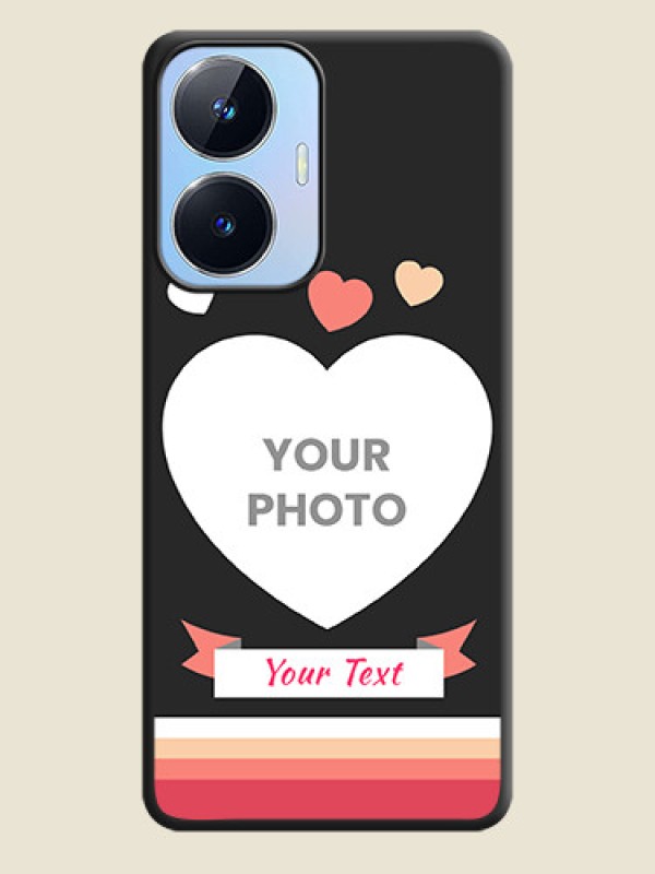 Custom Love Shaped Photo with Colorful Stripes on Personalised Space Black Soft Matte Cases - Realme Narzo N55 - alternate view