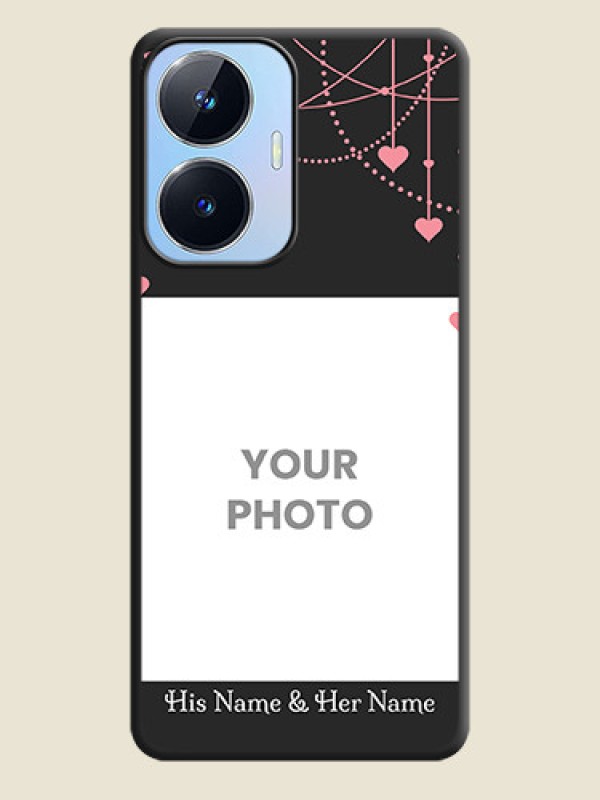 Custom Pink Love Hangings with Text on Space Black Custom Soft Matte Back Cover - Realme Narzo N55 - alternate view