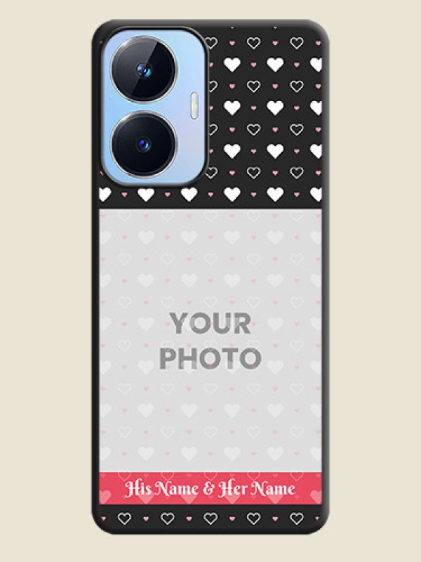 Custom White Color Love Symbols with Text Design on Photo on Space Black Soft Matte Phone Cover - Realme Narzo N55 - alternate view
