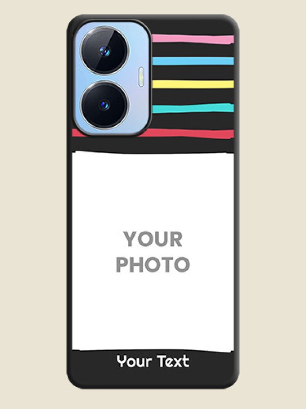 Custom Multicolor Lines with Image on Space Black Personalized Soft Matte Phone Covers - Realme Narzo N55 - alternate view