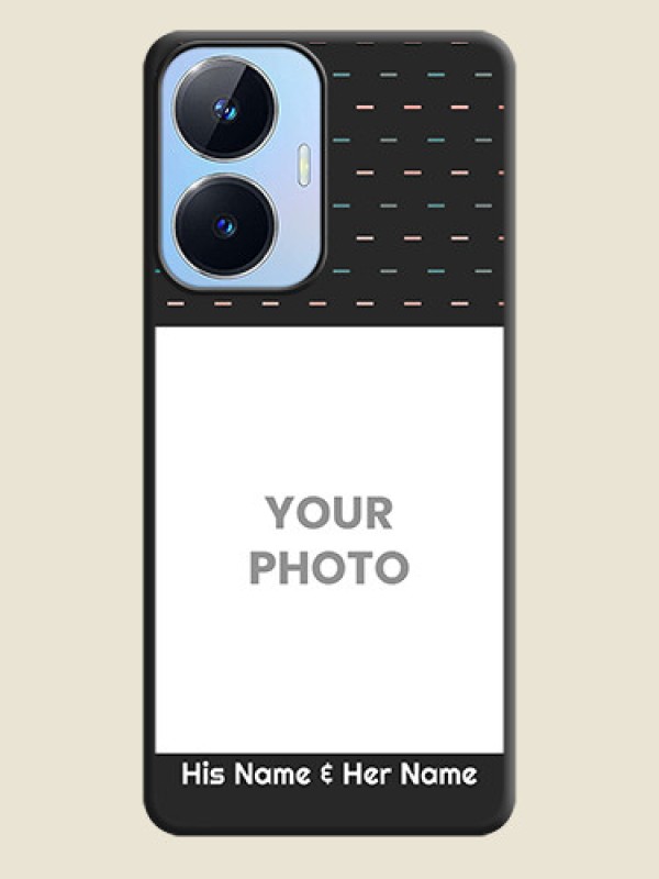 Custom Line Pattern Design with Text on Space Black Custom Soft Matte Phone Back Cover - Realme Narzo N55 - alternate view