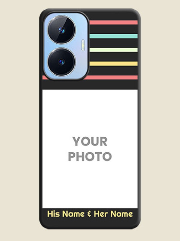 Custom Color Stripes with Photo and Text on Photo on Space Black Soft Matte Mobile Case - Realme Narzo N55 - alternate view