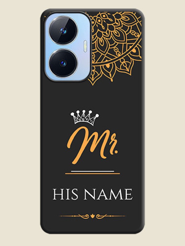 Custom Mr Name with Floral Design  on Personalised Space Black Soft Matte Cases - Realme Narzo N55 - alternate view