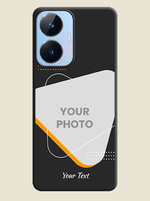 Custom Yellow Triangle on Photo on Space Black Soft Matte Phone Cover - Realme Narzo N55 - alternate view