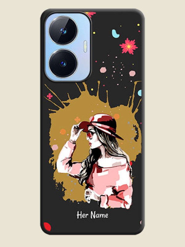 Custom Mordern Lady With Color Splash Background With Custom Text On Space Black Personalized Soft Matte Phone Covers -Realme Narzo N55 - alternate view