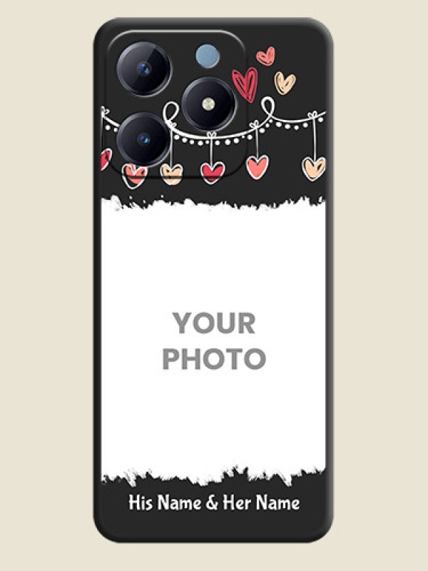 Custom Pink Love Hangings with Name On Space Black Custom Soft Matte Mobile Back Cover - Realme Narzo N63 - alternate view