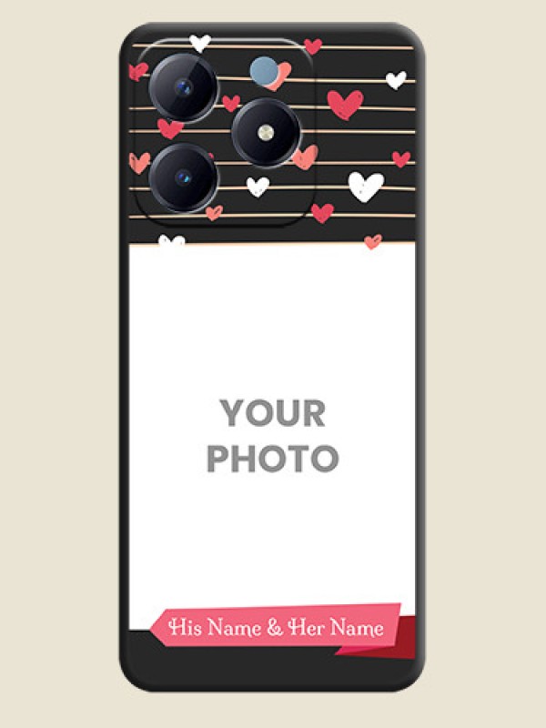 Custom Love Pattern with Name on Pink Ribbon on Photo On Space Black Custom Soft Matte Mobile Back Cover - Realme Narzo N63 - alternate view