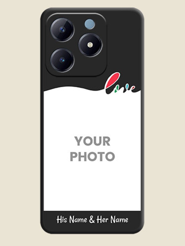 Custom Fall in Love Pattern with Picture on Photo On Space Black Custom Soft Matte Mobile Back Cover - Realme Narzo N63 - alternate view