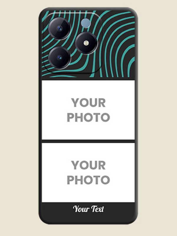 Custom Wave Pattern with 2 Image Holder On Space Black Custom Soft Matte Mobile Back Cover - Realme Narzo N63 - alternate view