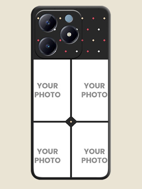 Custom Multicolor Dotted Pattern with 4 Image Holder On Space Black Custom Soft Matte Mobile Back Cover - Realme Narzo N63 - alternate view