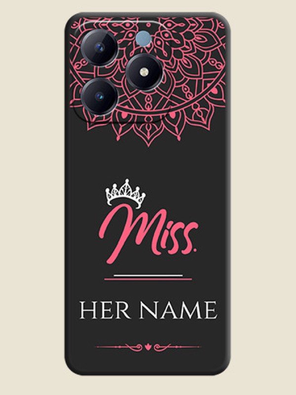 Custom Mrs Name with Floral Design On Space Black Custom Soft Matte Mobile Back Cover - Realme Narzo N63 - alternate view