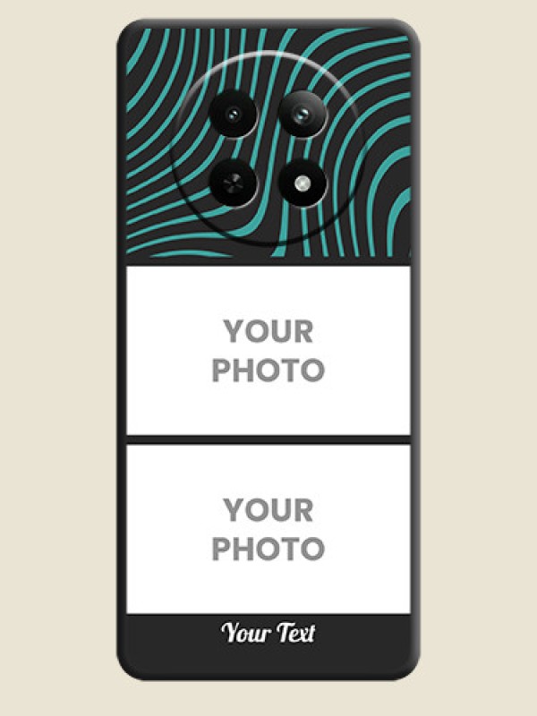 Custom Wave Pattern with 2 Image Holder on Space Black Personalized Soft Matte Phone Covers - Realme Narzo N65 5G - alternate view