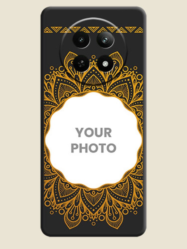 Custom Round Image with Floral Design - Photo on Space Black Soft Matte Mobile Cover - Realme Narzo N65 5G - alternate view
