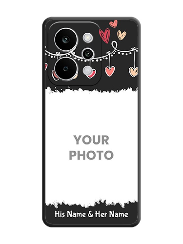 Custom Pink Love Hangings with Name On Space Black Custom Soft Matte Mobile Back Cover - Realme Narzo Power 5G - alternate view