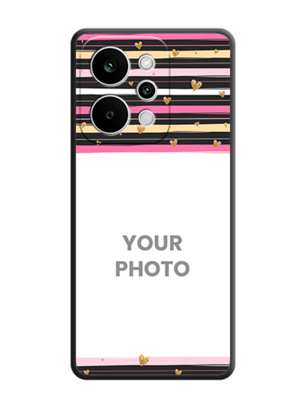 Custom Multicolor Lines and Golden Love Symbols Design on Photo On Space Black Custom Soft Matte Mobile Back Cover - Realme Narzo Power 5G - alternate view