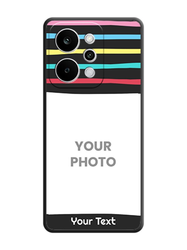 Custom Multicolor Lines with Image On Space Black Custom Soft Matte Mobile Back Cover - Realme Narzo Power 5G - alternate view