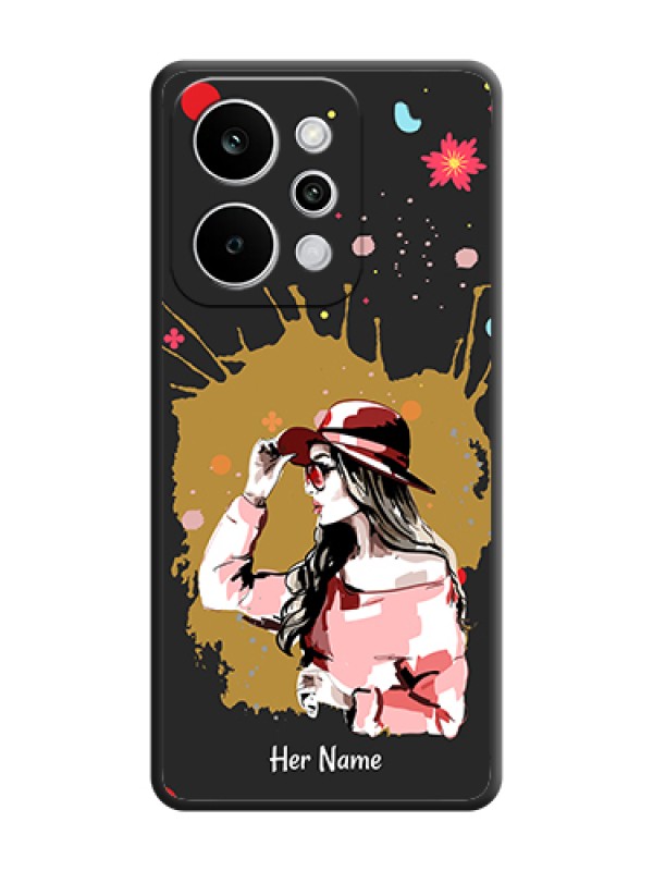 Custom Mordern Lady With Color Splash Background With Custom Text On Space Black Custom Soft Matte Mobile Back Cover - Realme Narzo Power 5G - alternate view