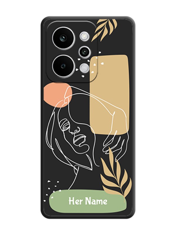 Custom Custom Text With Line Art Of Women & Leaves Design On Space Black Custom Soft Matte Mobile Back Cover - Realme Narzo Power 5G - alternate view