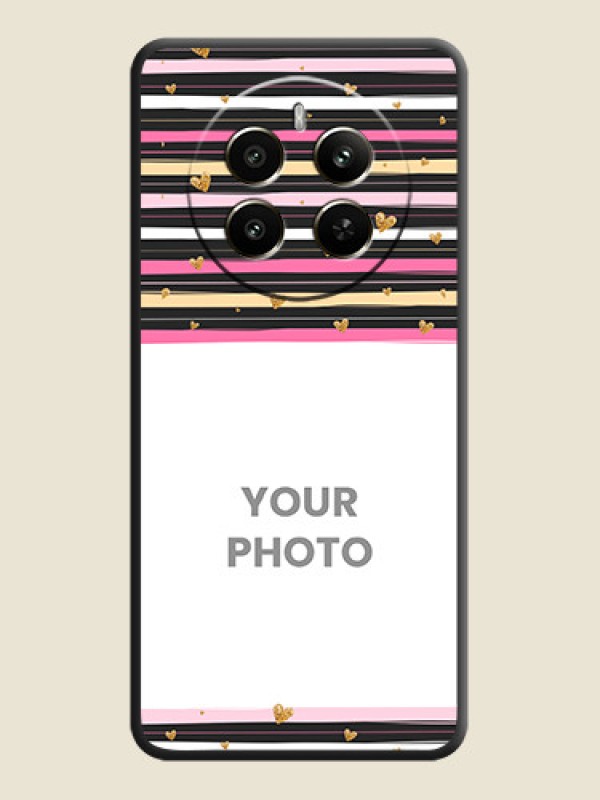 Custom Multicolor Lines and Golden Love Symbols Design - Photo on Space Black Soft Matte Mobile Cover - Realme P1 5G - alternate view