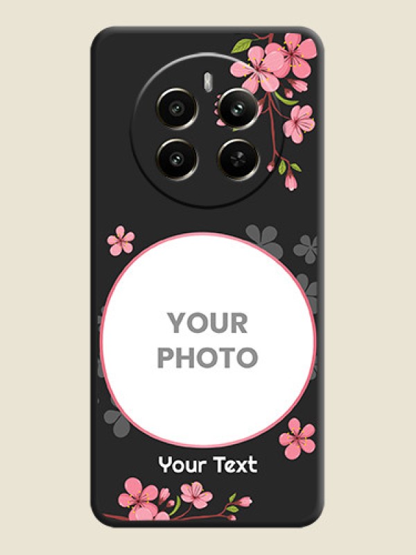 Custom Round Image with Pink Color Floral Design - Photo on Space Black Soft Matte Back Cover - Realme P1 5G - alternate view