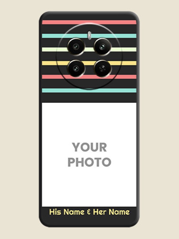 Custom Color Stripes with Photo and Text - Photo on Space Black Soft Matte Mobile Case - Realme P1 5G - alternate view