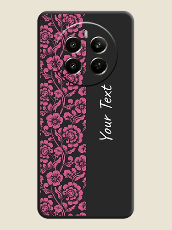 Custom Pink Floral Pattern Design With Custom Text On Space Black Personalized Soft Matte Phone Covers - Realme P1 5G - alternate view