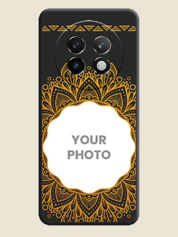 Custom Round Image with Floral Design On Space Black Custom Soft Matte Mobile Back Cover - Realme P1 Speed 5G - alternate view